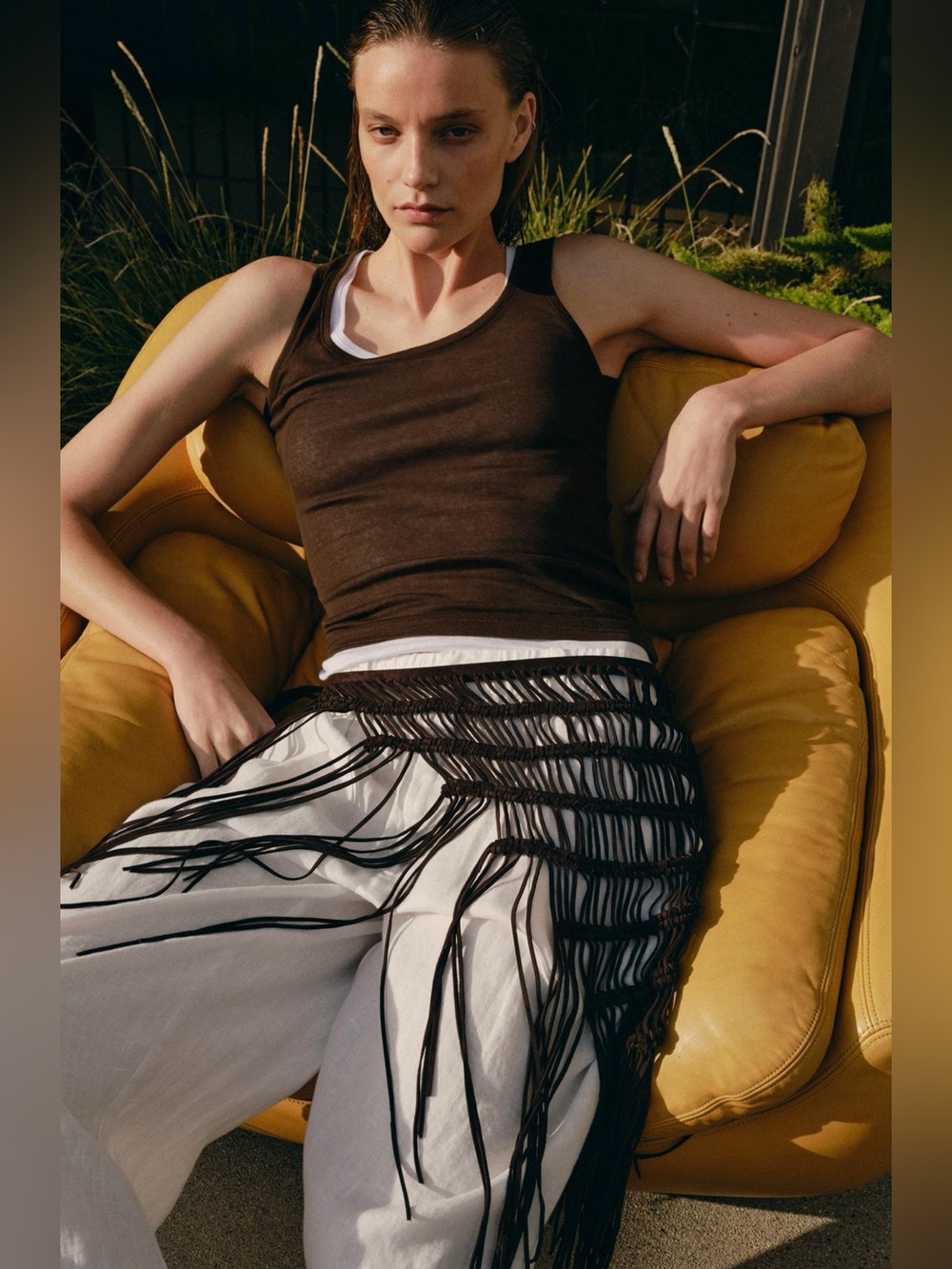 Zara leather Black Asymmetrical Fringe Skirt, NWT